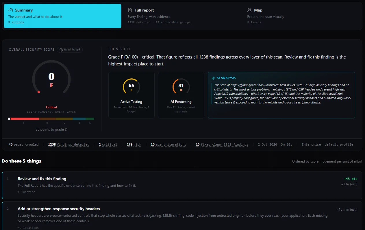Decloak AI agent scan results