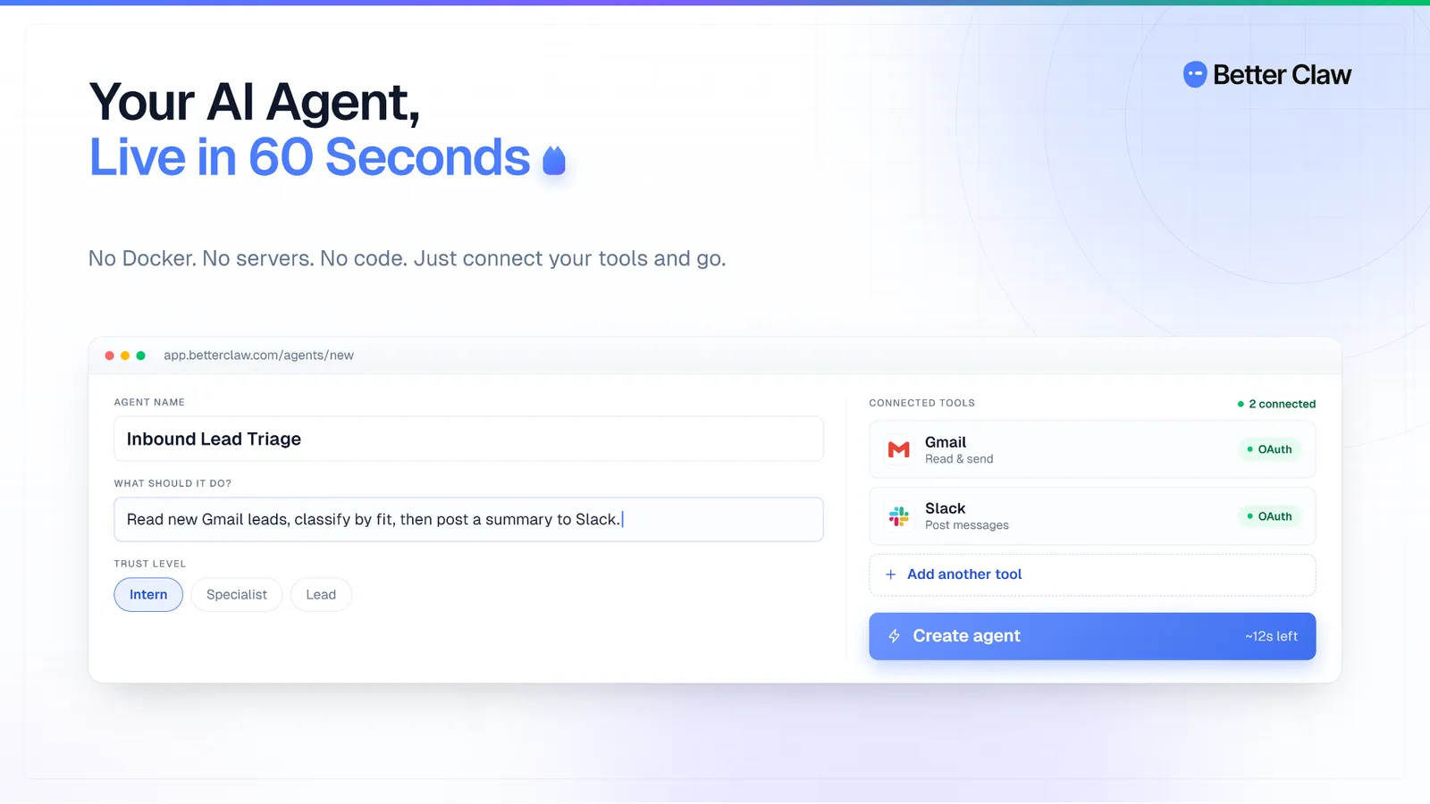 Creating an agent from a template