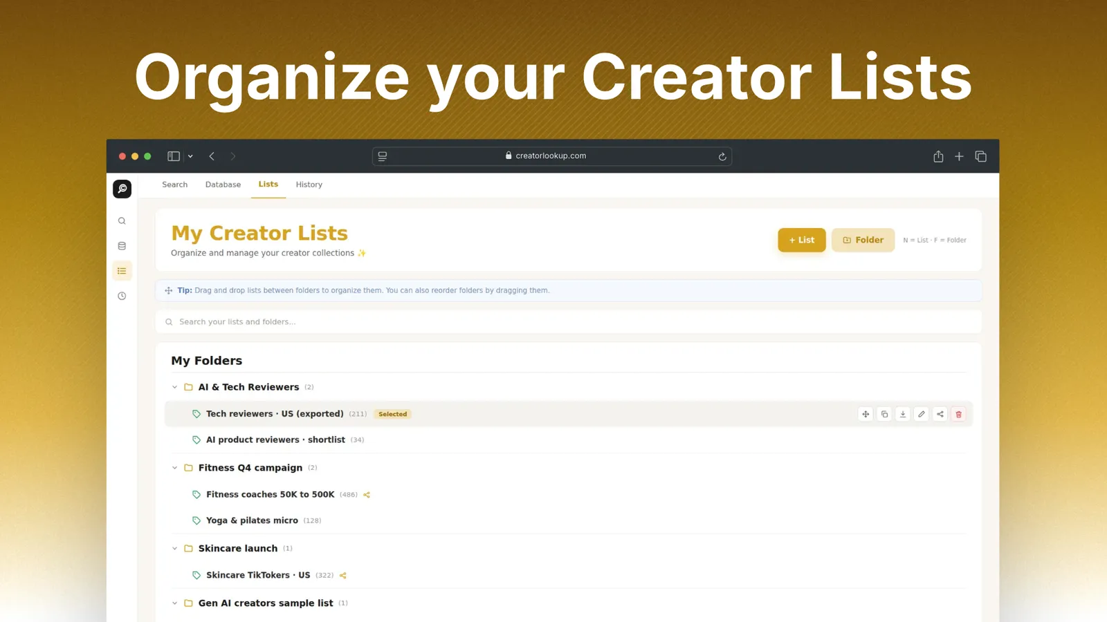 Creator Lists