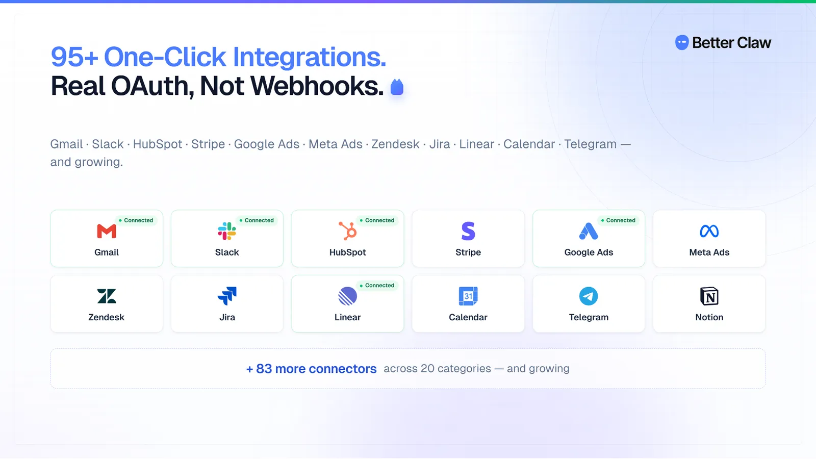 One-click OAuth connectors