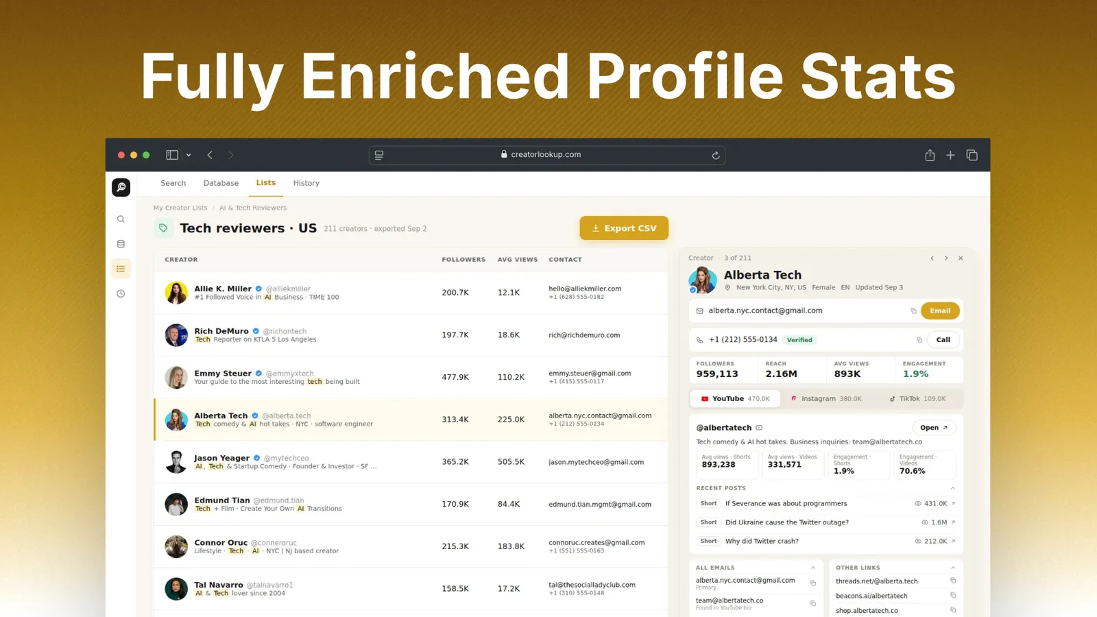 Enriched profile stats