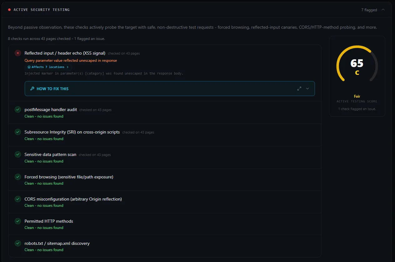 Decloak active testing checks