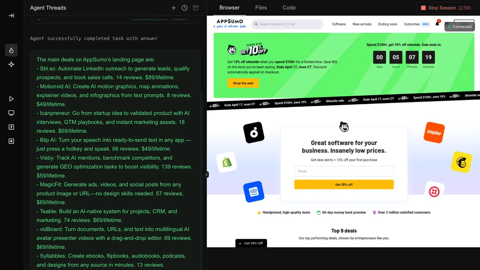 Notte screenshot 3 from the AppSumo deal page