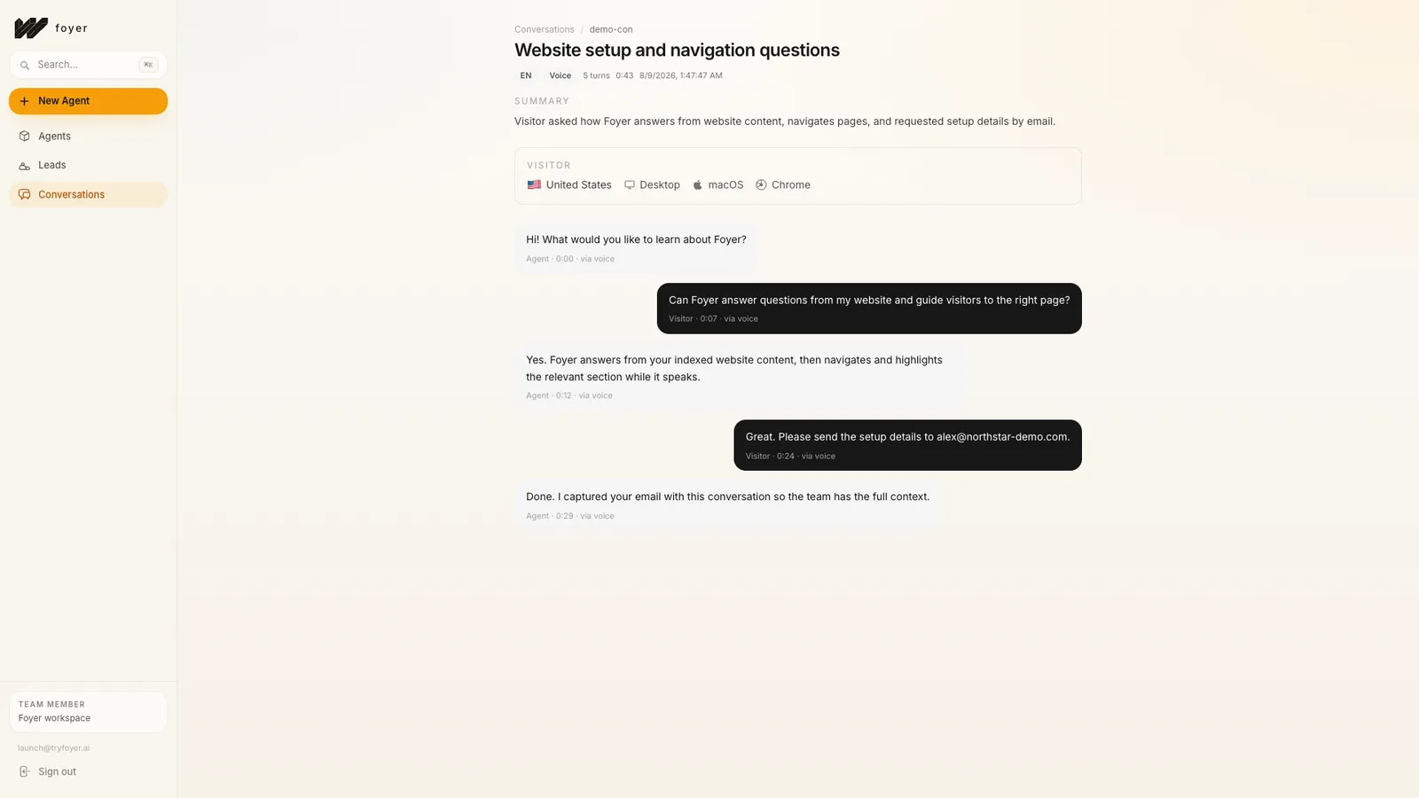Foyer: Website setup and navigation questions