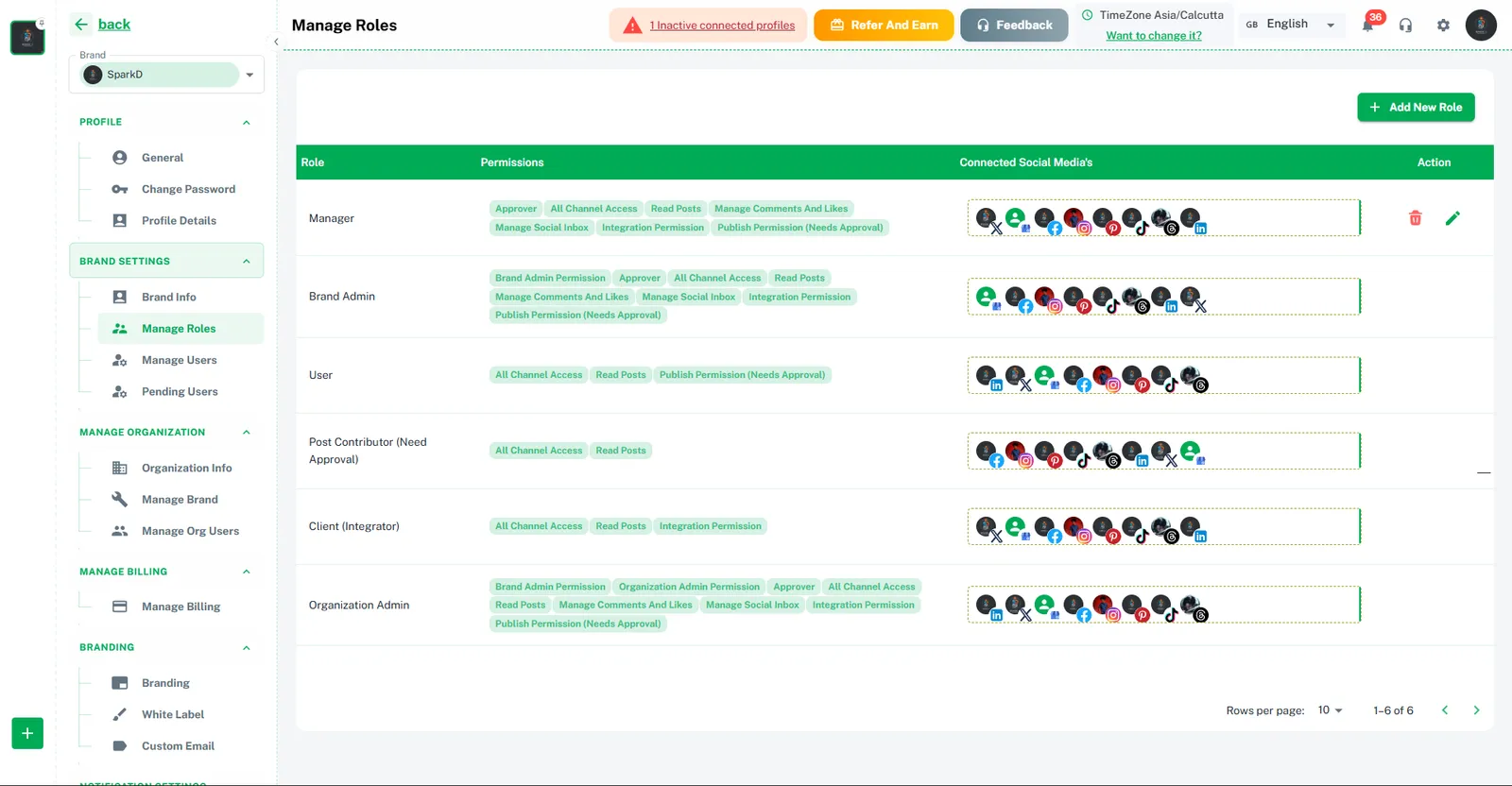 Role-based team and client permissions