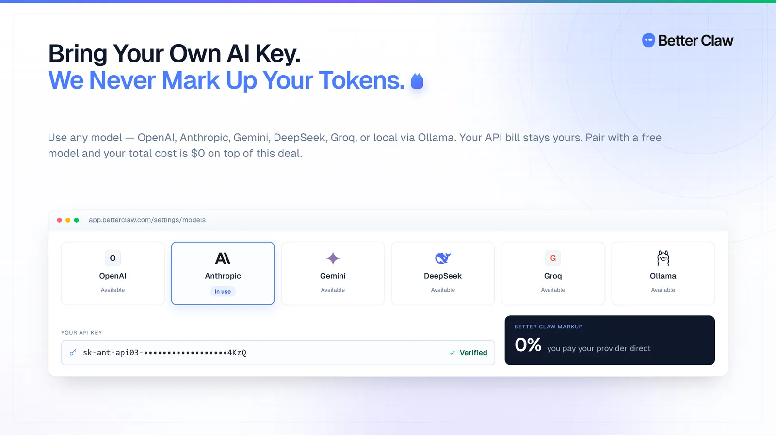 Bring-your-own-key model settings